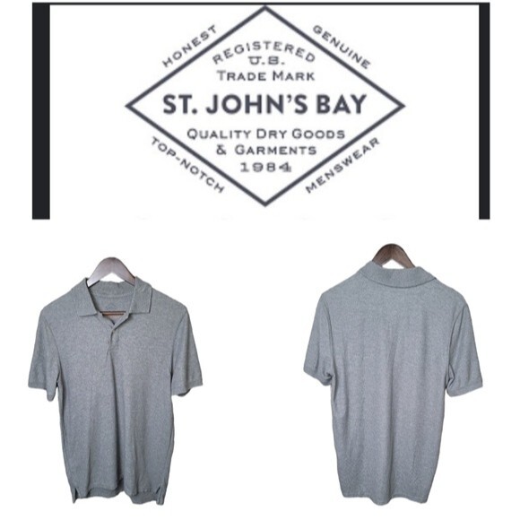 St. Johns Bay Heather Grey Polo Mens - Picture 2 of 4